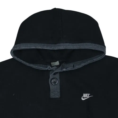 Nike Black Hoodie Men’s XXLarge Button Neck Embroidered Swoosh Kangaroo Pockets Pullover sold by Vintage Club product image thumbnail 3