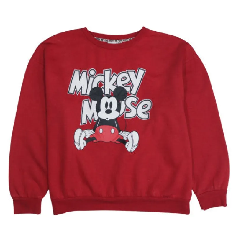 Disney Burgundy Red Sweatshirt Women's Large Mickey Mouse Printed Graphic Pullover Top sold by Vintage Club