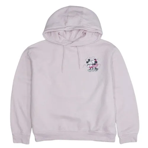 Disney Light Pink Hoodie Women’s Small Minnie Mouse Printed Chest Graphic Pullover Sweatshirt sold by Vintage Club
