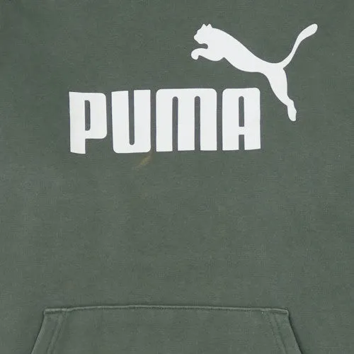 Puma Khaki Green Hoodie Men's Medium Printed Logo Kangaroo Pocket Pullover Sweatshirt sold by Vintage Club product image thumbnail 4