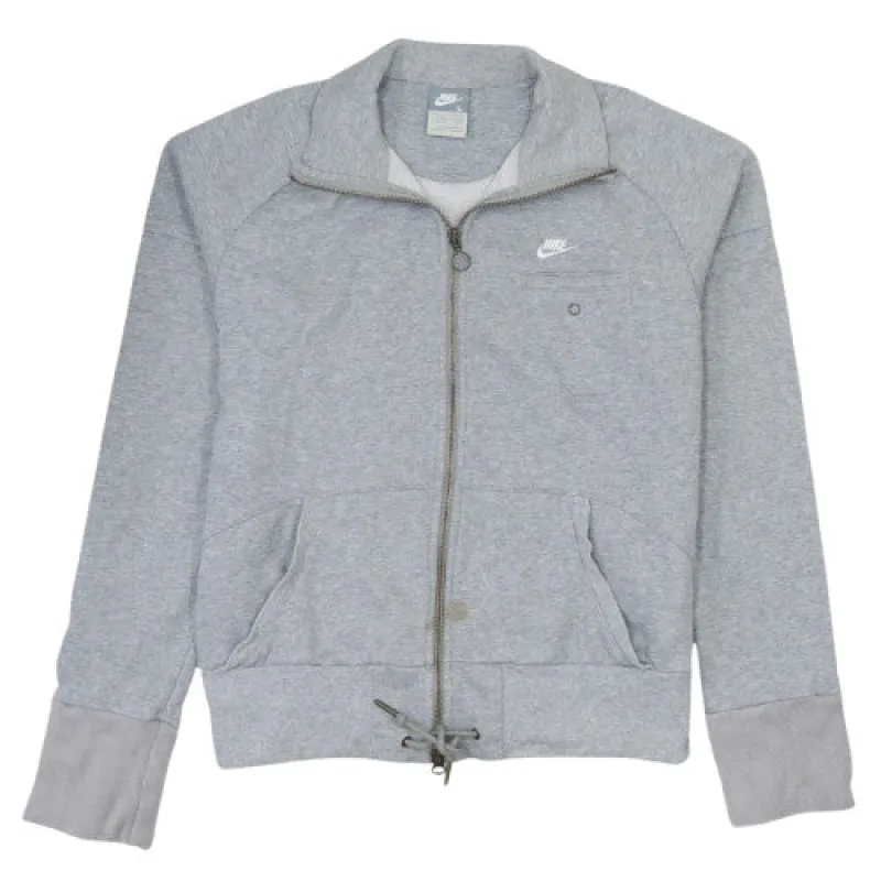 Nike Grey Full Zip Sweatshirt Men's Large Embroidered Swoosh Pockets Drawstring Hem Jacket sold by Vintage Club
