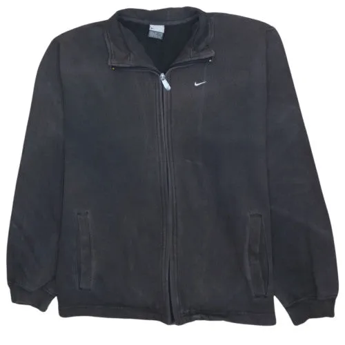 Nike Black Full Zip Sweatshirt Women’s XL Embroidered Swoosh Fleece Lined Jacket Top sold by Vintage Club