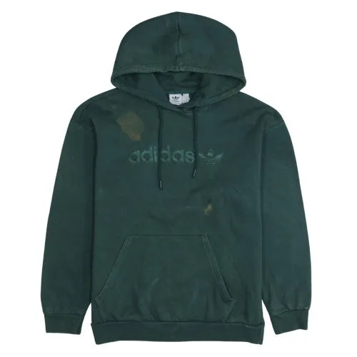 Adidas Dark Green Hoodie Men's Small Trefoil Logo Embroidered Chest Kangaroo Pocket Pullover Sweatshirt sold by Vintage Club