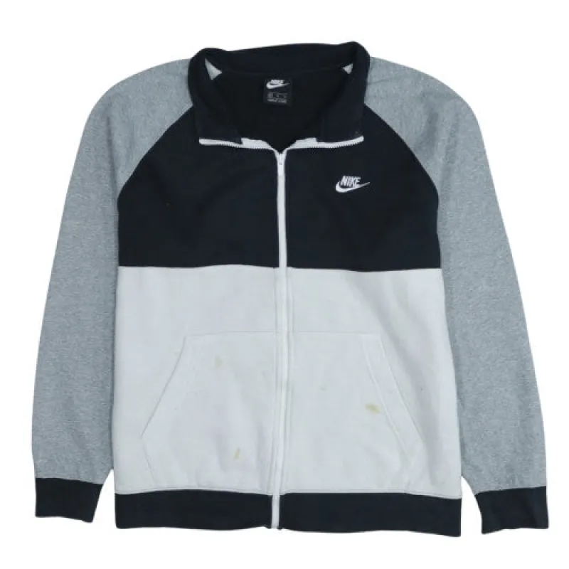 Nike Black Grey Full Zip Sweatshirt Men's XLarge Embroidered Swoosh Split Colour Jacket Top made by Nike