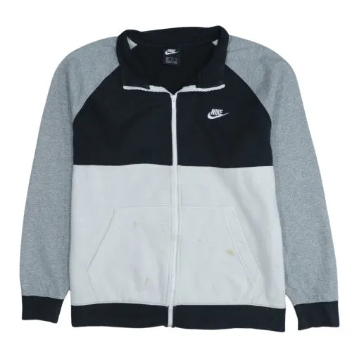 Nike Black Grey Full Zip Sweatshirt Men's XLarge Embroidered Swoosh Split Colour Jacket Top sold by Vintage Club