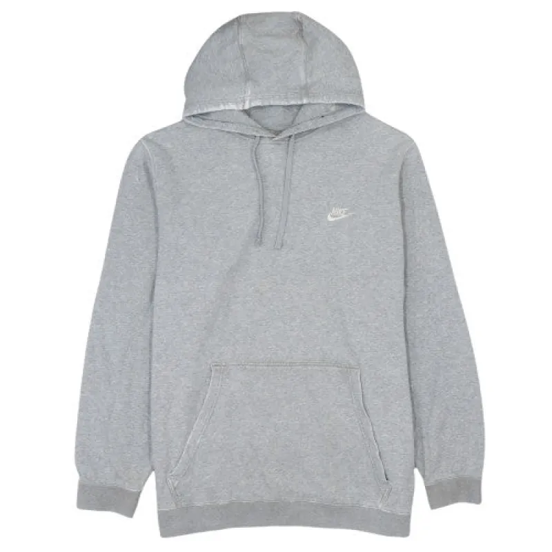 Nike Grey Hoodie Men's XXLarge Embroidered Swoosh Logo Kangaroo Pocket Pullover Sweatshirt made by Vintage Club