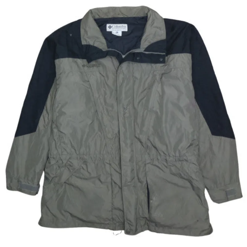 Columbia Grey Black Windbreaker Jacket Men's XXL Tall Zip Pockets Logo Outdoor Coat sold by Vintage Club