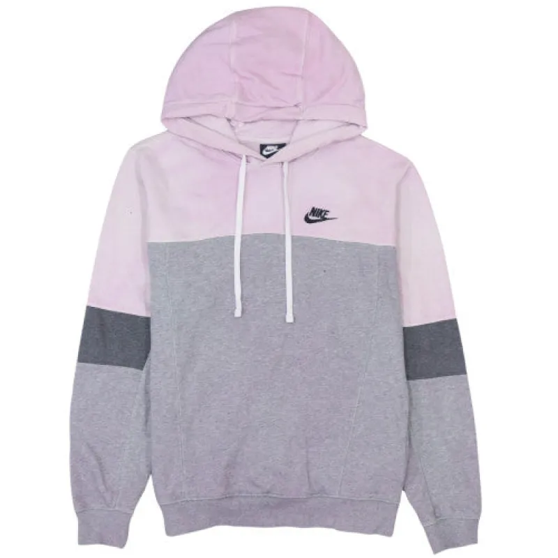 Nike Pink Grey Colour Block Hoodie Men's XSmall Embroidered Logo Pullover Sweatshirt made by Nike
