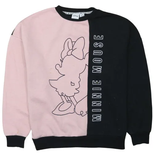 Disney Pink Black Sweatshirt Women's Small Minnie Mouse Printed Graphic Pullover Jumper sold by Vintage Club