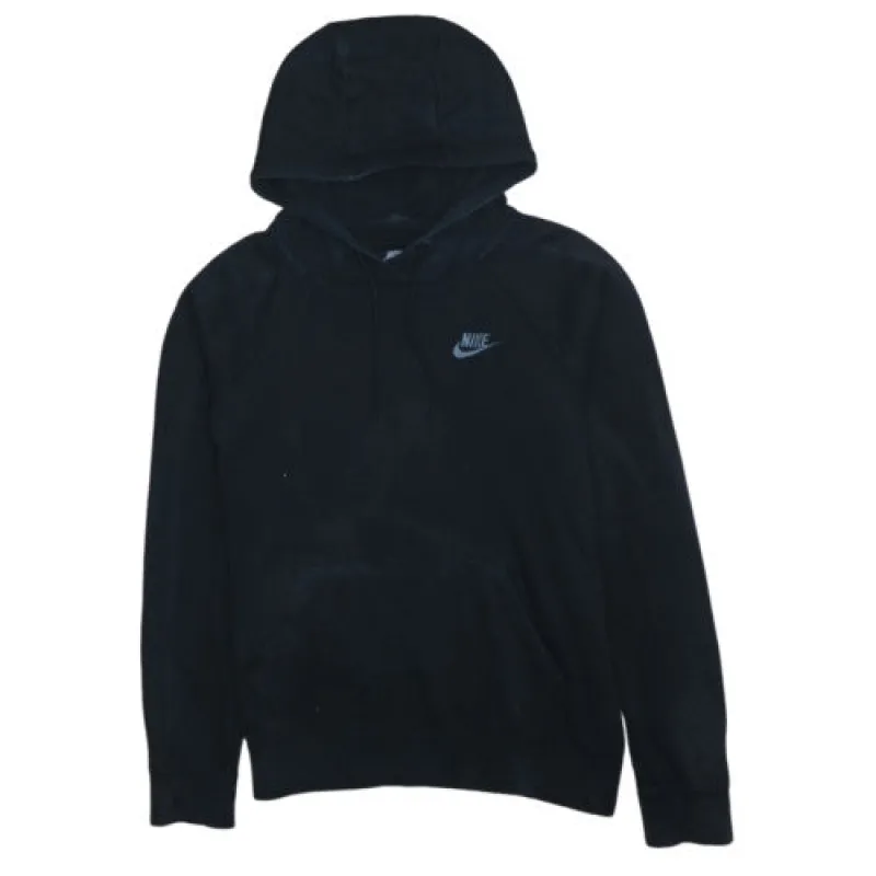 Nike Black Hoodie Men’s Small Embroidered Swoosh Logo Kangaroo Pocket Pullover Sweatshirt sold by Vintage Club