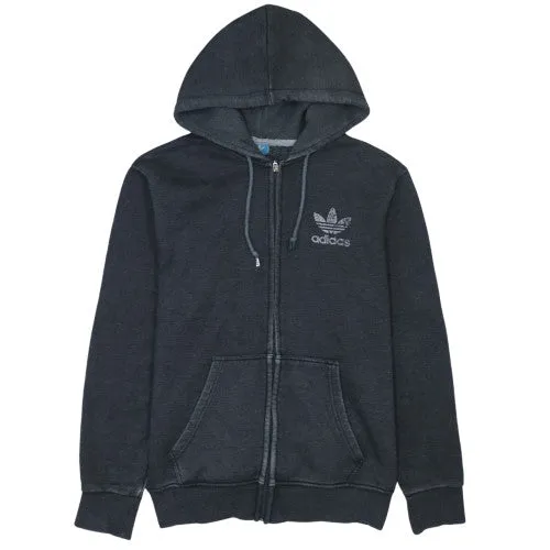 Adidas Charcoal Zip Hoodie Men's XLarge Embroidered Trefoil Logo Kangaroo Pockets Sweatshirt sold by Vintage Club