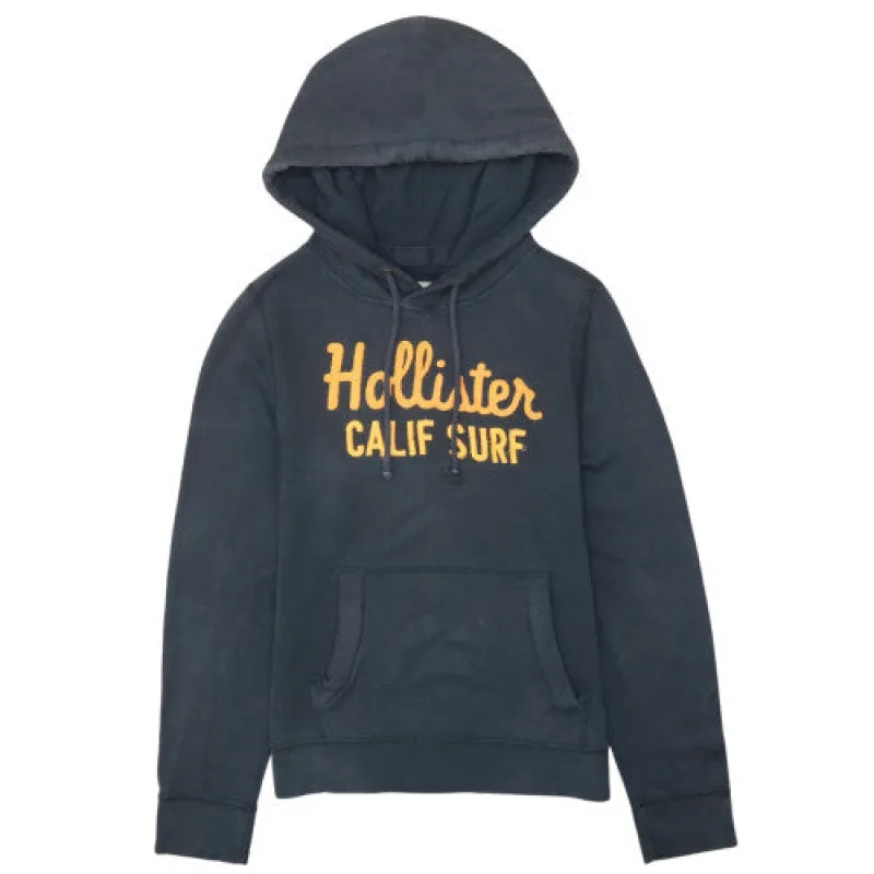 Hollister Black Hoodie Men's Large Embroidered Calif Surf Logo Kangaroo Pocket Pullover Sweatshirt sold by Vintage Club