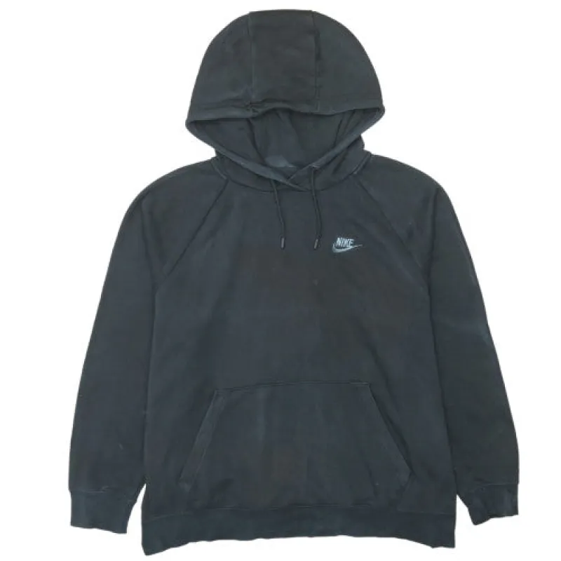 Nike Black Hoodie Men's XLarge Embroidered Swoosh Logo Kangaroo Pocket Pullover Sweatshirt sold by Vintage Club