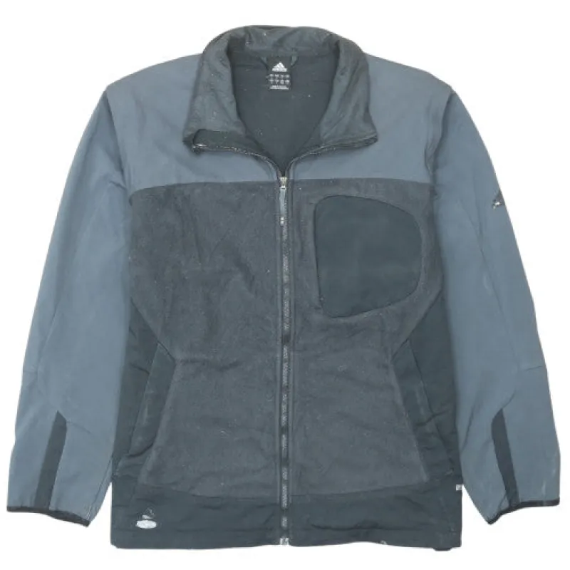 Adidas Black Full Zip Jacket Men's Large Three Stripe Back Reflective Outdoor Outerwear sold by Vintage Club