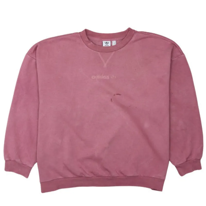 Adidas Rose Pink Sweatshirt Women’s Medium Embroidered Logo Crewneck Pullover Fleece Top sold by Vintage Club