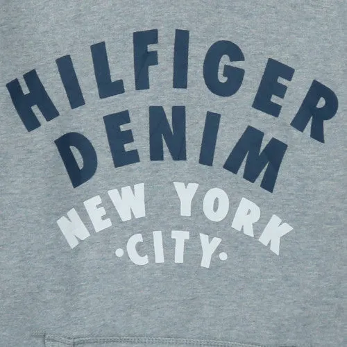 Tommy Hilfiger Grey Hoodie Men's Small Printed Hilfiger Denim New York Logo Pullover Sweatshirt sold by Vintage Club product image thumbnail 4