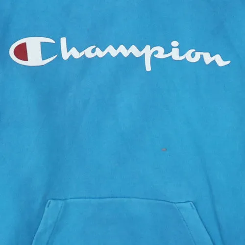 Champion Turquoise Blue Hoodie Men's Small Printed Logo Kangaroo Pocket Pullover Sweatshirt sold by Vintage Club product image thumbnail 4