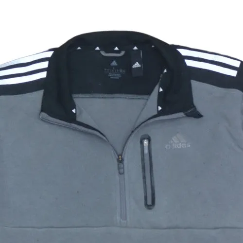 Adidas Grey Quarter Zip Sweatshirt Men's Large Three Stripes Chest Zip Pocket Pullover Top sold by Vintage Club product image thumbnail 3
