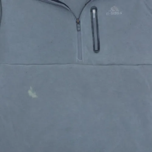 Adidas Grey Quarter Zip Sweatshirt Men's Large Three Stripes Chest Zip Pocket Pullover Top sold by Vintage Club product image thumbnail 4