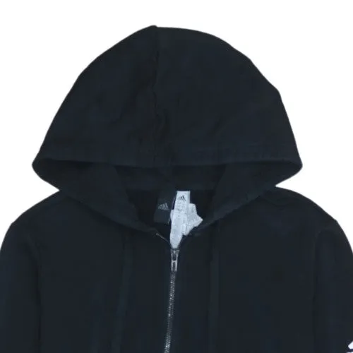 Adidas Black Full Zip Hoodie Women's Large Sleeve Logo Kangaroo Pockets Casual Sweatshirt sold by Vintage Club product image thumbnail 3