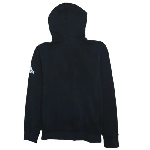 Adidas Black Full Zip Hoodie Women's Large Sleeve Logo Kangaroo Pockets Casual Sweatshirt sold by Vintage Club product image thumbnail 2