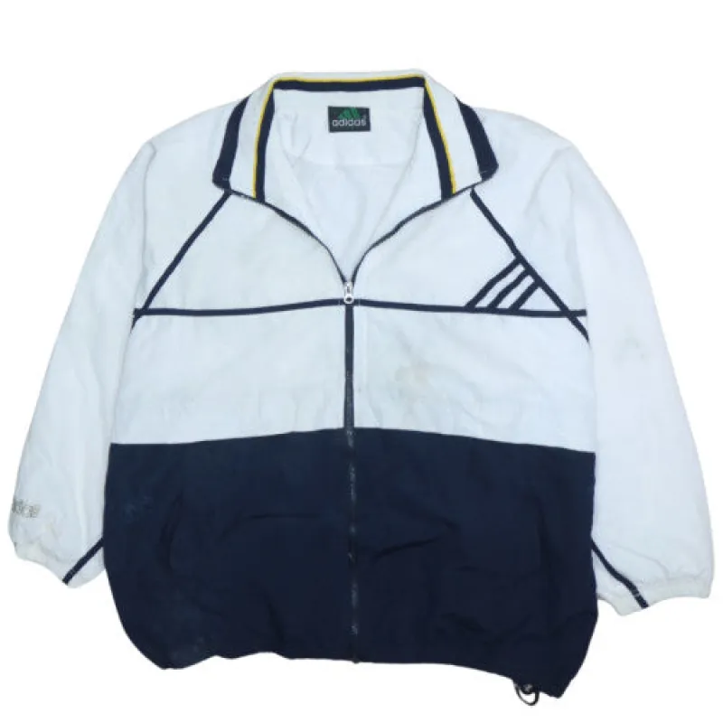 Adidas White Navy Windbreaker Jacket Men's XLarge Embroidered Logo Full Zip Track Top Outerwear made by Adidas