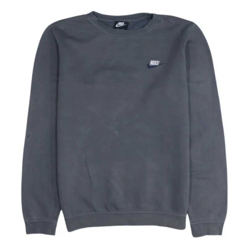 Nike Faded Grey Sweatshirt Men's Small Embroidered Swoosh Logo Crewneck Pullover Fleece Top made by Nike