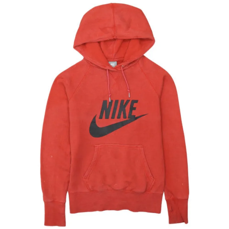 Nike Burnt Orange Hoodie Men's Medium Printed Logo Kangaroo Pocket Pullover Sweatshirt sold by Vintage Club