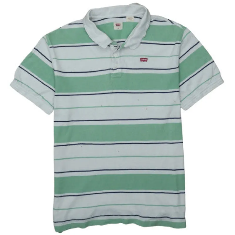 Levi's Green White Striped Polo Shirt Men's XLarge Small Logo Chest Casual Top sold by Vintage Club