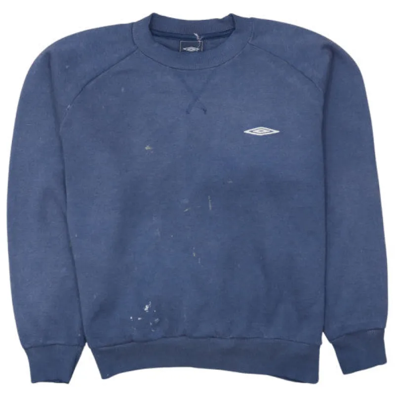 Umbro Navy Blue Sweatshirt Men's Medium Embroidered Chest Logo Paint Marks Pullover Jumper sold by Vintage Club