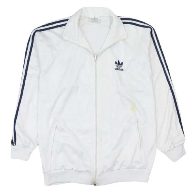 Adidas White Track Jacket Men's XXLarge Trefoil Embroidered Logo Three Stripe Zip Outerwear sold by Vintage Club