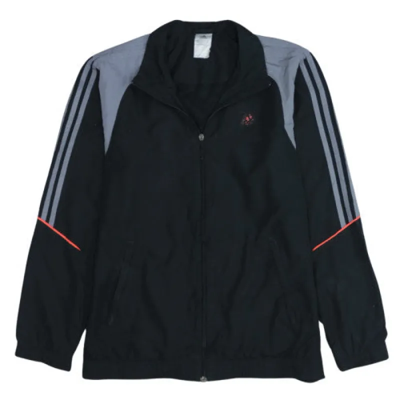 Adidas Black Grey Windbreaker Jacket Men's Small Three Stripe Sleeves Zip Pockets Track Top sold by Vintage Club