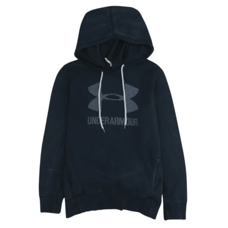 Under Armour Black Hoodie Men's Medium Printed Logo Drawstring Kangaroo Pocket Pullover Sweatshirt sold by Vintage Club