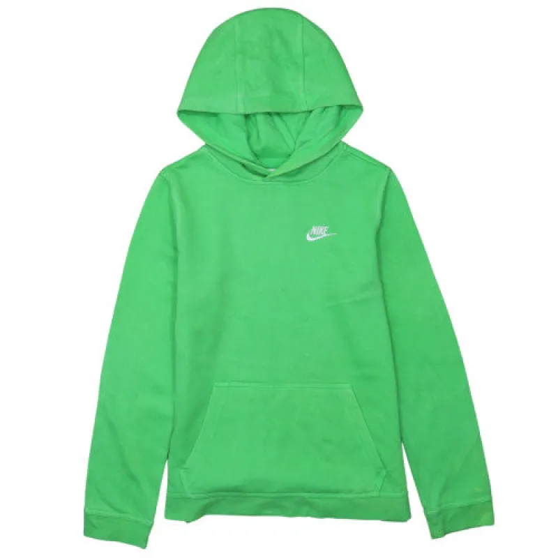 Nike Green Hoodie Women’s XLarge Small Swoosh Printed Logo Kangaroo Pocket Pullover Sweatshirt sold by Vintage Club