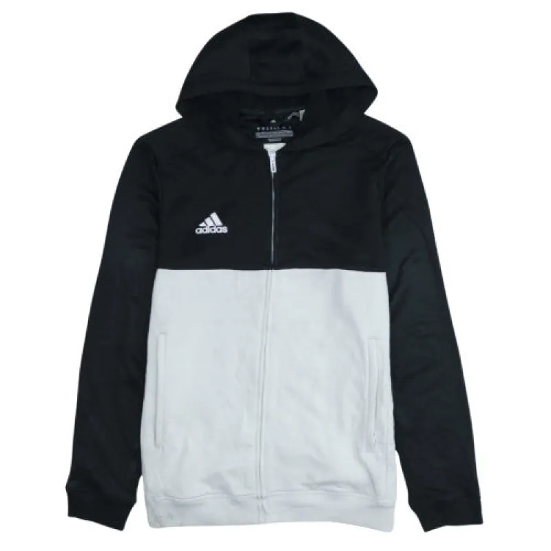 Adidas Black White Full Zip Hoodie Men's Medium Embroidered Logo Split Colour Climalite Sweatshirt made by Vintage Club