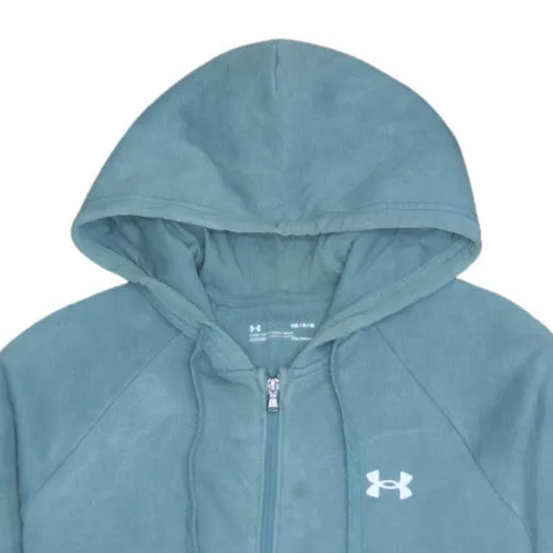 Under Armour Teal Full Zip Hoodie Men's Medium ColdGear Embroidered Logo Pockets Sweatshirt sold by Vintage Club product image thumbnail 3
