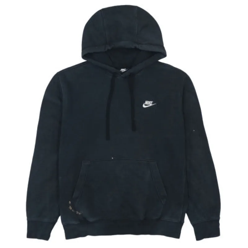 Nike Black Hoodie Men’s Medium Embroidered Swoosh Logo Kangaroo Pocket Pullover Sweatshirt sold by Vintage Club