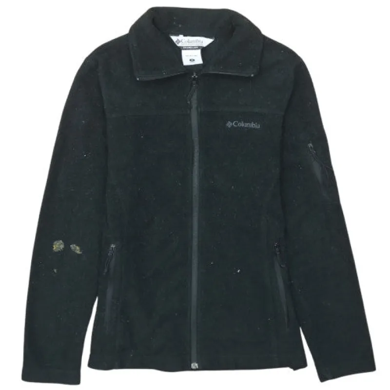 Columbia Black Fleece Jacket Women’s Small Full Zip Embroidered Logo Zip Pockets Outerwear sold by Vintage Club