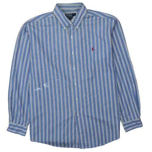 Polo Ralph Lauren Blue Striped Shirt Men's XLarge Embroidered Pony Button Up Casual Top sold by Vintage Club