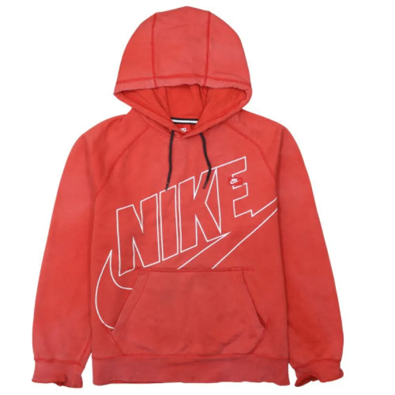 Nike Faded Red Hoodie Men's Large Big Printed Logo Kangaroo Pocket Pullover Sweatshirt made by Nike