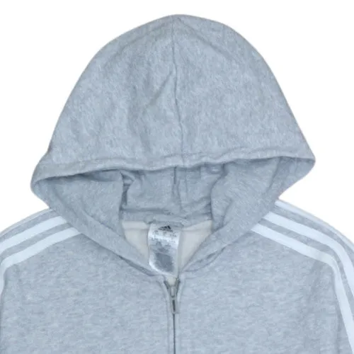 Adidas Light Grey Hoodie Women’s XLarge Full Zip Three Stripe Sleeves Embroidered Logo Sweatshirt sold by Vintage Club product image thumbnail 3