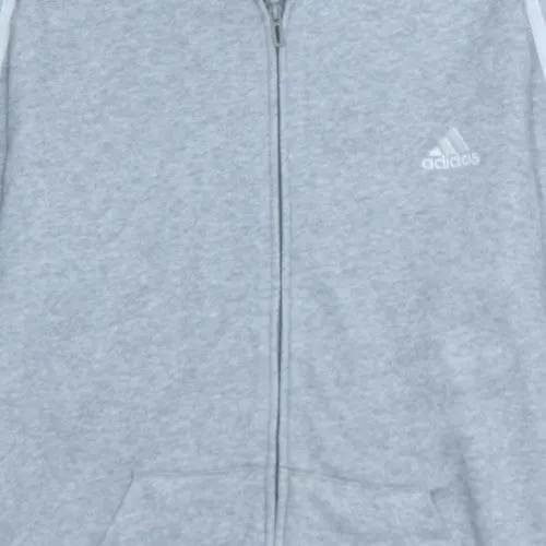 Adidas Light Grey Hoodie Women’s XLarge Full Zip Three Stripe Sleeves Embroidered Logo Sweatshirt sold by Vintage Club product image thumbnail 4