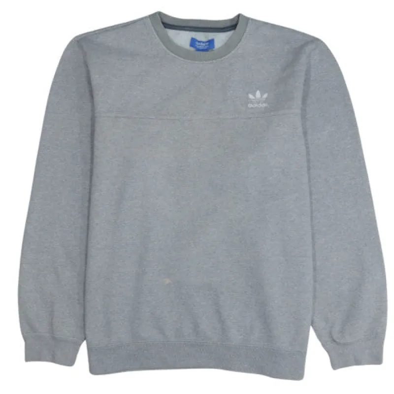 Adidas Grey Sweatshirt Men's XLarge Trefoil Embroidered Chest Logo Crewneck Pullover Fleece Top sold by Vintage Club