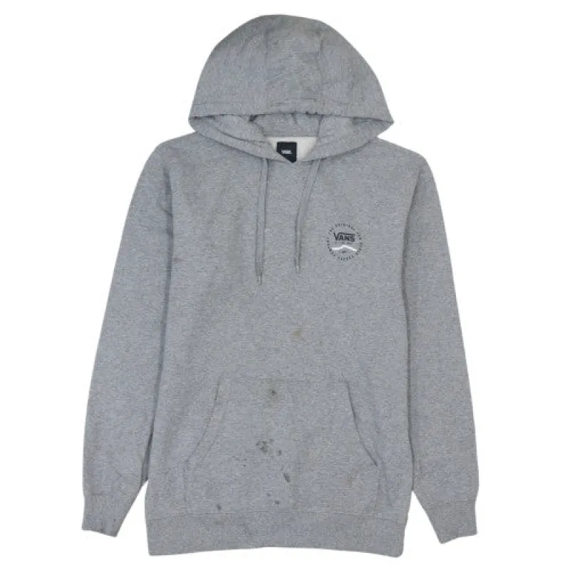 Vans Grey Hoodie Men's Small Printed Logo Back Graphic Kangaroo Pocket Pullover Sweatshirt sold by Vintage Club