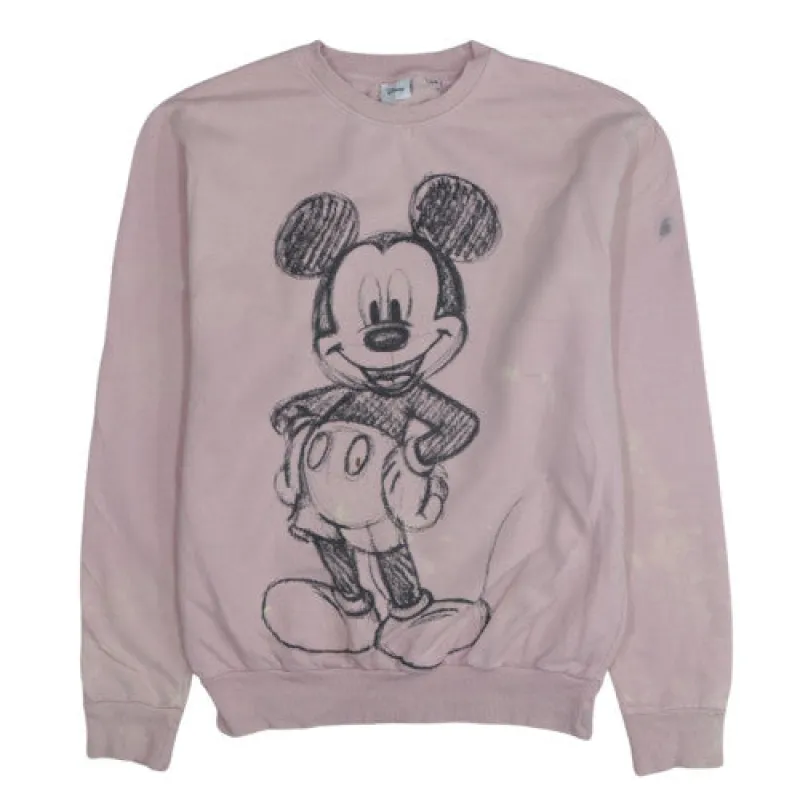 Disney Pink Mickey Mouse Sweatshirt Women's Medium Printed Graphic Crewneck Pullover Top sold by Vintage Club