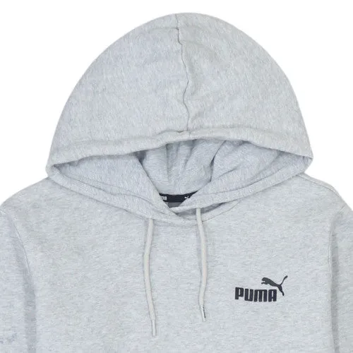 Puma Light Grey Hoodie Men's Small Printed Chest Logo Kangaroo Pocket Pullover Sweatshirt sold by Vintage Club product image thumbnail 3