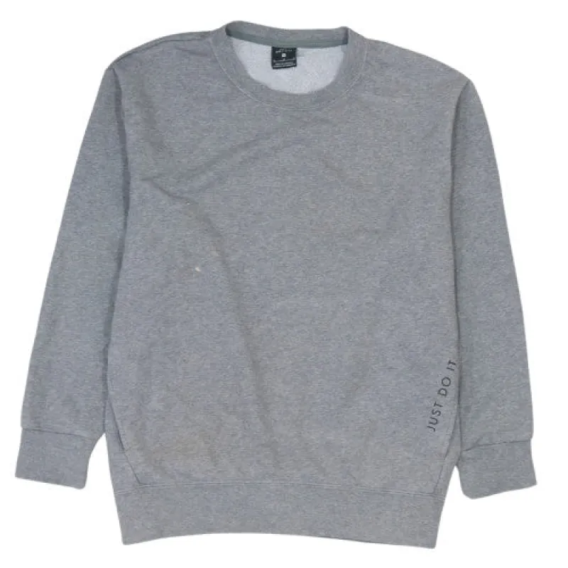 Nike Grey Sweatshirt Men's Medium Just Do It Print Dri-FIT Crewneck Pullover Top made by Nike