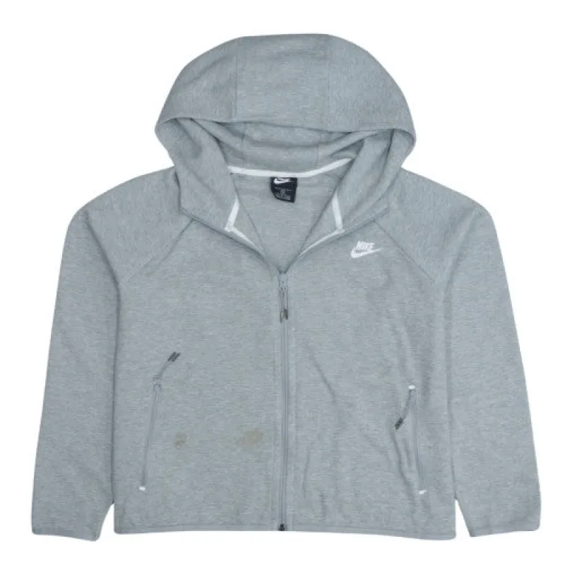 Nike Light Grey Hoodie Men’s XLarge Full Zip Embroidered Swoosh Zip Pockets Sweatshirt sold by Vintage Club