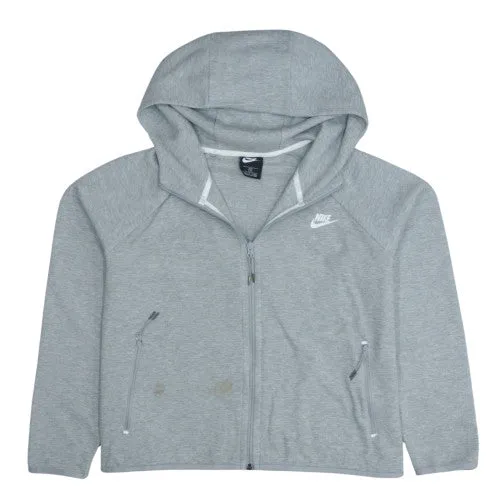 Nike Light Grey Hoodie Men’s XLarge Full Zip Embroidered Swoosh Zip Pockets Sweatshirt sold by Vintage Club