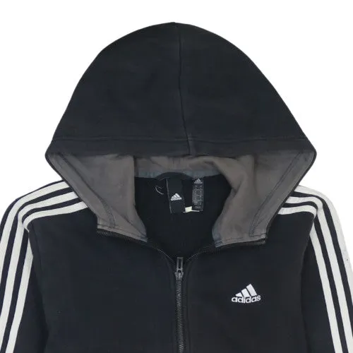 Adidas Black Grey Hoodie Men's Small Full Zip Three Stripes Embroidered Logo Sweatshirt sold by Vintage Club product image thumbnail 3
